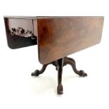 Early Victorian figured mahogany drop leaf support table