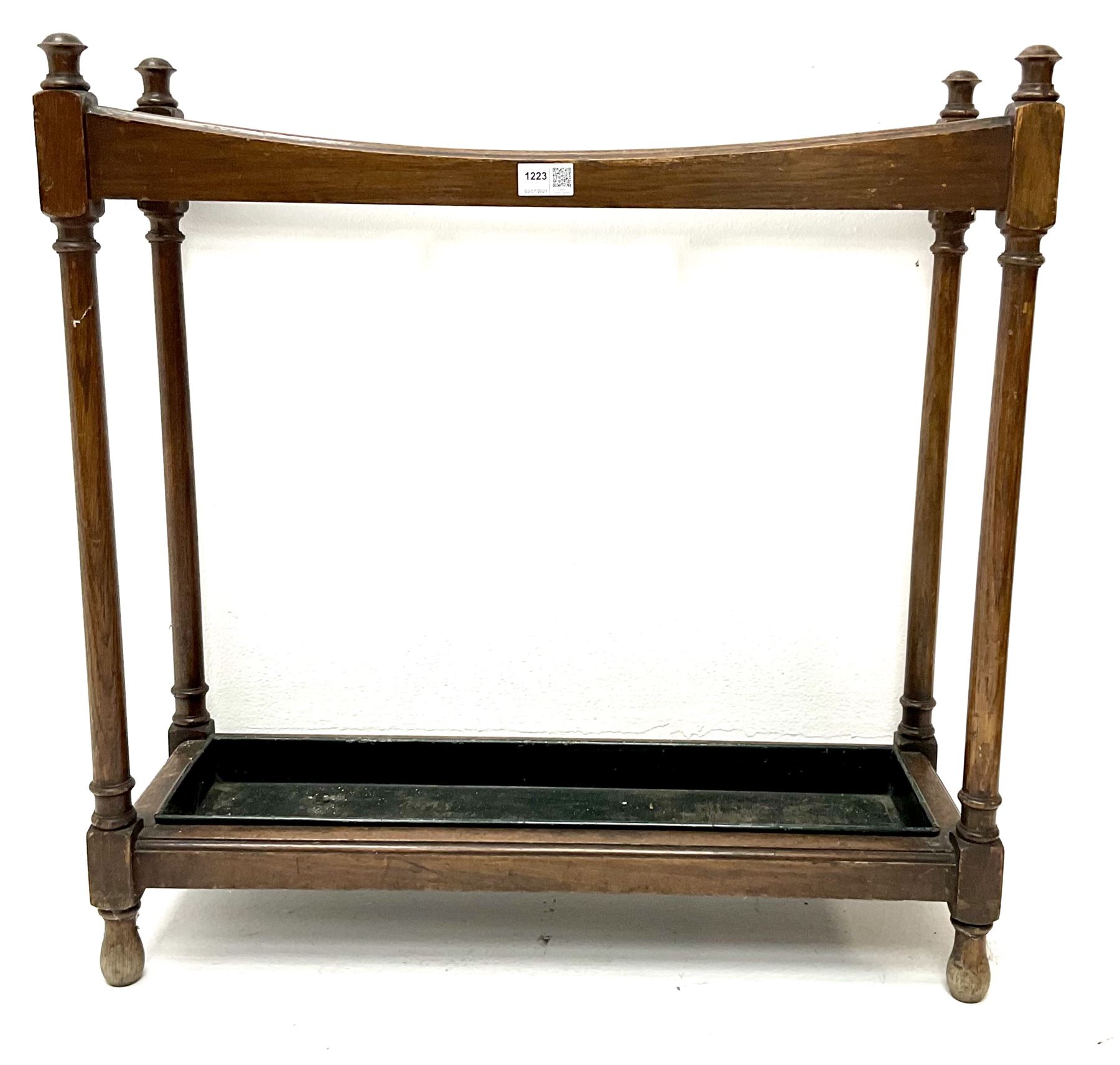 Edwardian three section oak stick stand