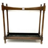 Edwardian three section oak stick stand