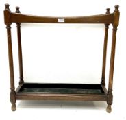 Edwardian three section oak stick stand