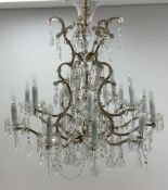 Large two tier fifteen branch chandelier