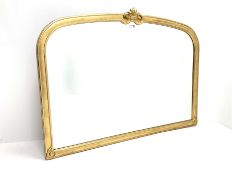 Gilt framed arch top overmantle mirror