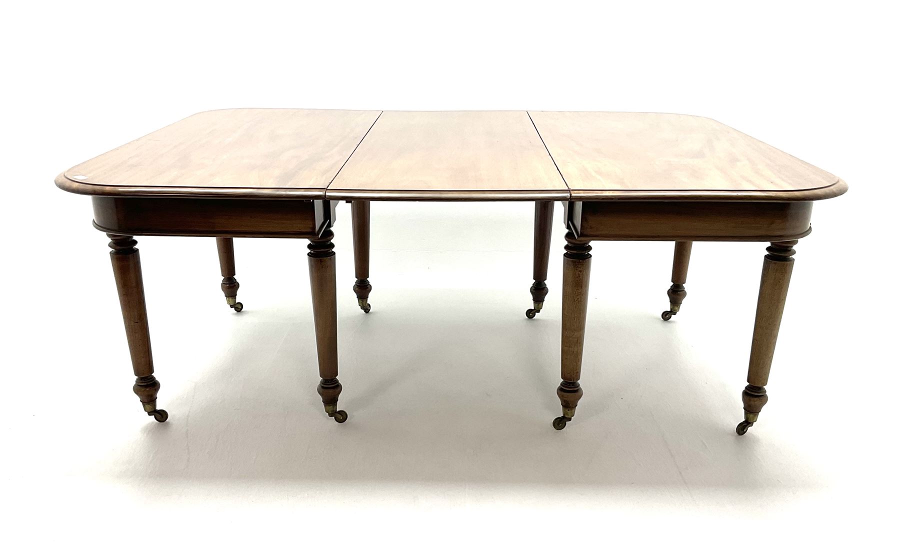 19th century figured mahogany dining table - two D-ends and leaf - Image 3 of 4