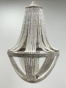 White painted beadwork basket chandelier