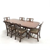 Wade Georgian style mahogany twin pedestal extending dining table