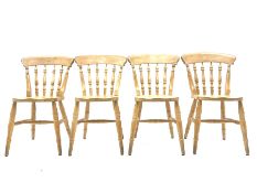 Set of four beech farmhouse chairs