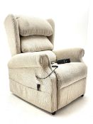 Cosi Chair - dual action rise and recline armchair upholstered in cord oatmeal fabric