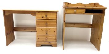 Solid pine single pedestal desk