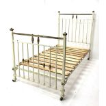 Victorian brass and cream painted bedstead