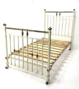 Victorian brass and cream painted bedstead