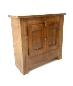 20th century waxed pine cupboard enclosed by two panelled doors