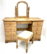 Solid pine twin pedestal dressing table