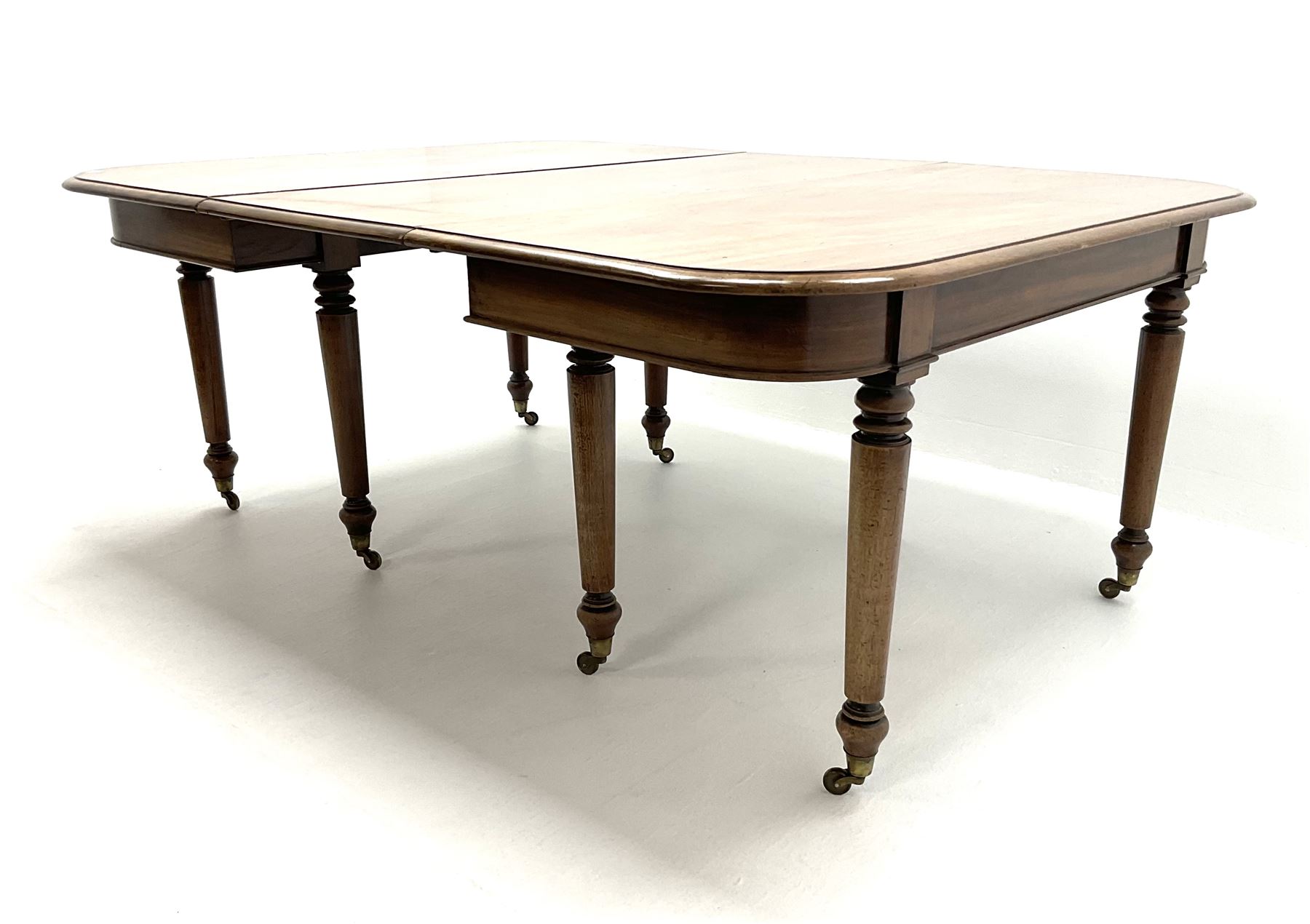 19th century figured mahogany dining table - two D-ends and leaf - Image 4 of 4