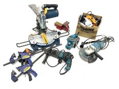 Collection of power tools and other tools - Ryobi EMS1426L mitre saw