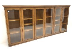 Mahogany six door glazed wall bookcase display cabinet