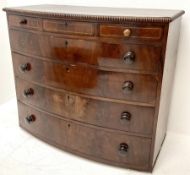 Regency inlaid mahogany bowfront chest