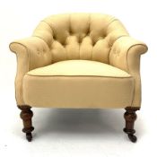 Victorian rosewood tub shaped armchair