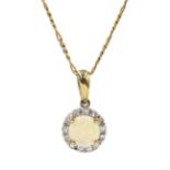 9ct gold opal and diamond circular pendant necklace