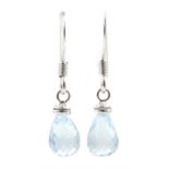 Pair of silver Swiss blue topaz pendant earrings