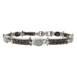 Silver opal and marcasite bracelet