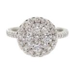 18ct white gold round brilliant cut diamond halo cluster ring by Rox