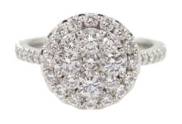 18ct white gold round brilliant cut diamond halo cluster ring by Rox