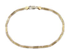 18ct white and yellow gold bead and rectangular link bracelet
