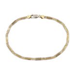 18ct white and yellow gold bead and rectangular link bracelet