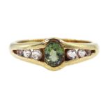 9ct gold oval green and white tourmaline ring