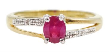 Silver-gilt ruby and diamond ring