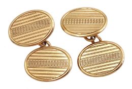 Pair of 9ct rose gold oval cufflinks