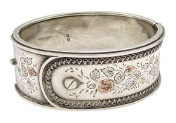 Victorian silver hinged bangle