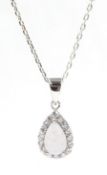 Silver opal and cubic zirconia pendant necklace