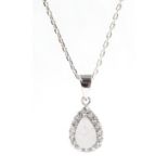 Silver opal and cubic zirconia pendant necklace