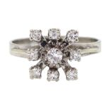 18ct white gold nine stone diamond square design ring