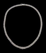 Platinum double row round brilliant cut diamond necklace