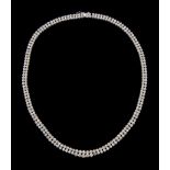 Platinum double row round brilliant cut diamond necklace