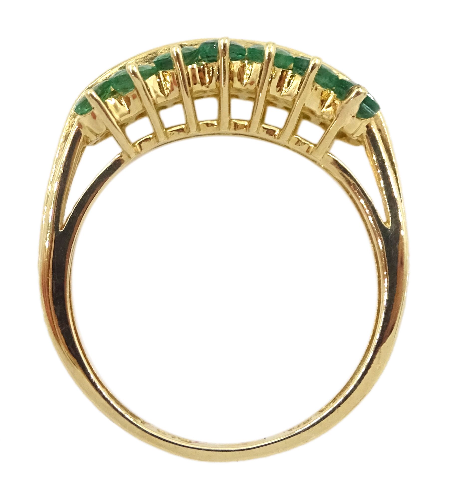 Gold two row emerald ring - Image 4 of 4