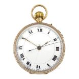9ct gold open face keyless Swiss lever chronograph pocket watch