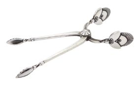 Pair of Danish silver sugar tongs