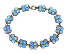 Norwegian silver-gilt blue enamel flower head link bracelet by David Andersen