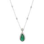 18ct white and yellow gold emerald and diamond necklace