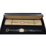 Accurist 9ct gold ladies manual wind bracelet wristwatch hallmarked and a 9ct gold Timor wristwatch