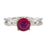 18ct white gold round ruby ring