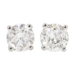 Pair of 18ct white gold round brilliant cut diamond stud earrings