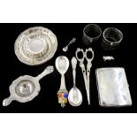 Collection of Danish silverware including tea strainer by Axel V Johansen
