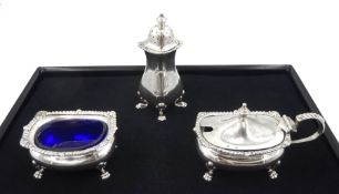 Three piece cruet set by I S Greenberg & Co