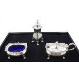 Three piece cruet set by I S Greenberg & Co