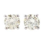 Pair of 18ct white gold round brilliant cut diamond stud earrings