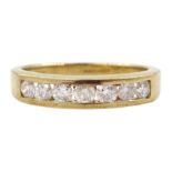 9ct gold round brilliant cut diamond seven stone channel set stone ring